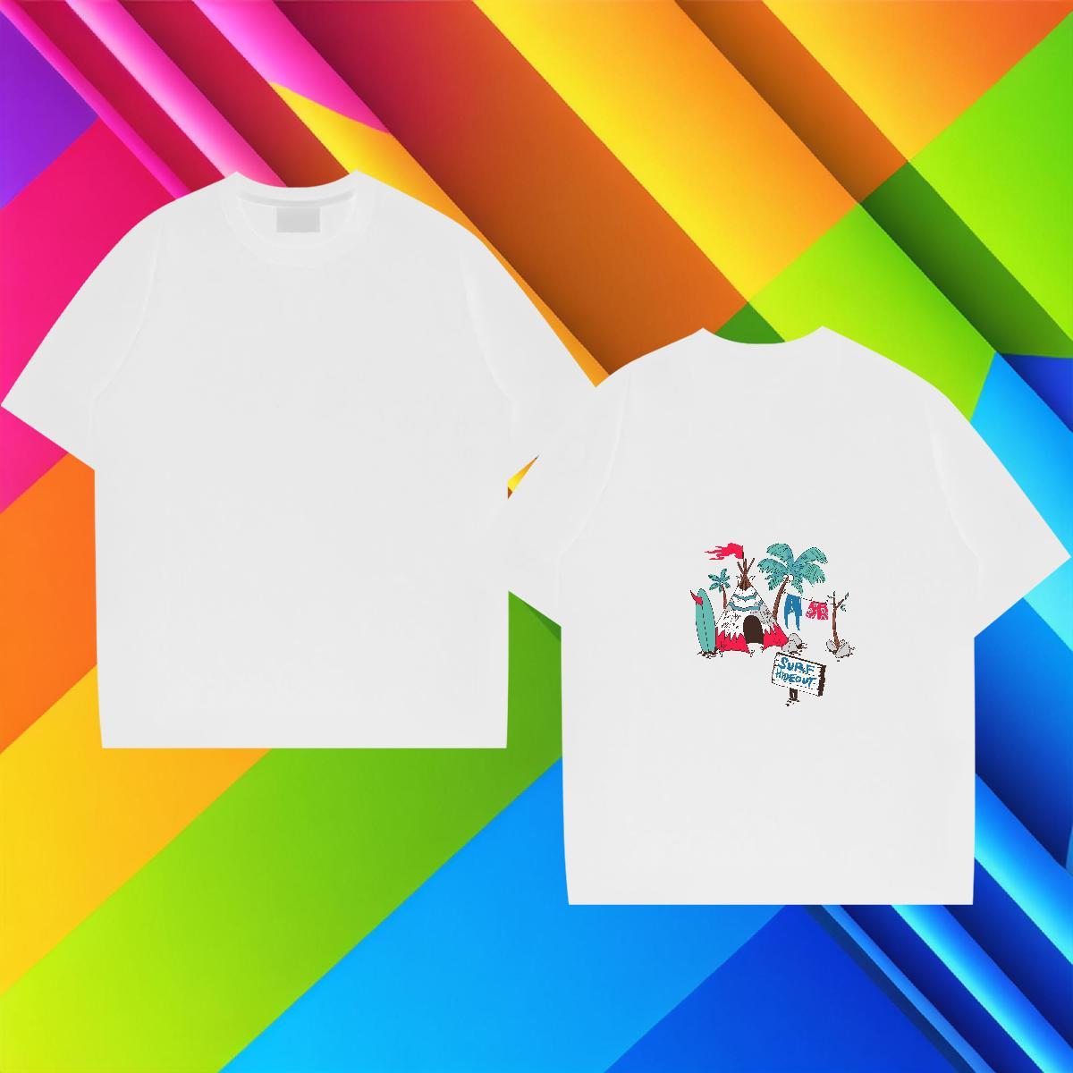 Wholesale T-Shirts beach Tees 230g Cotton Street Loose Fit Cartoon Printing L-4XL O-Neck Short Sleeve Men Tshirts