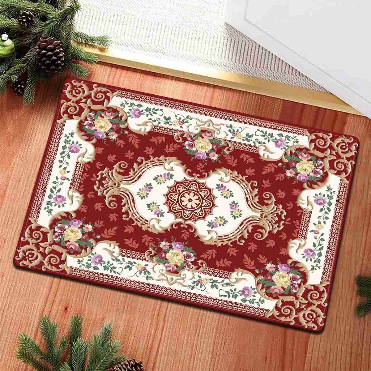 1pc Water-absorbing Anti-skid Bath Mat Plaid Wood Floor Rug Mat Suitable For Bathroom Living Room Bedroom Indoor AndXJ240807