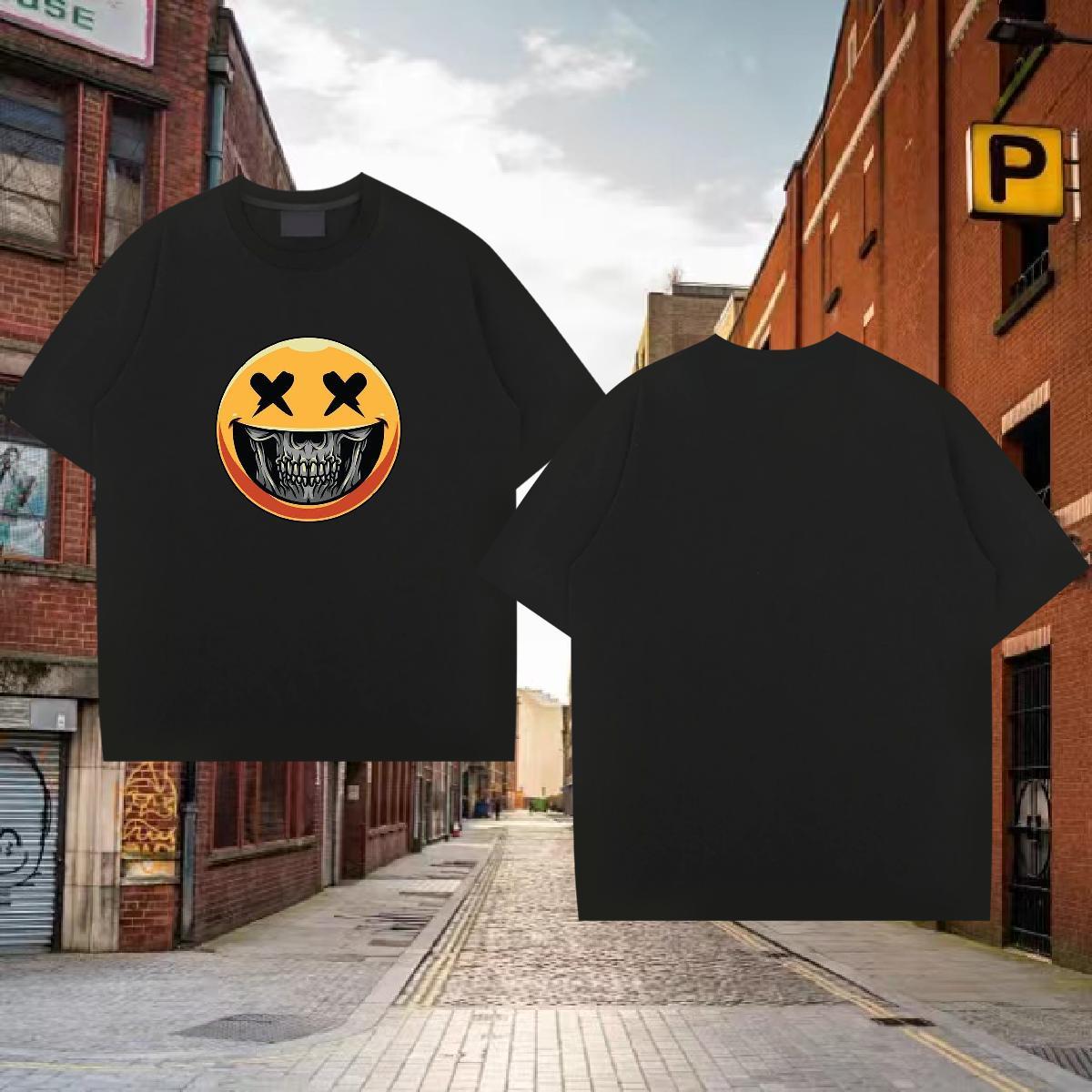 Factory Direct Men T Shirts skull Tees 100% Cotton 230g Street Casual Designer White Plus Size Short Sleeve O-Neck Mens Tshirts