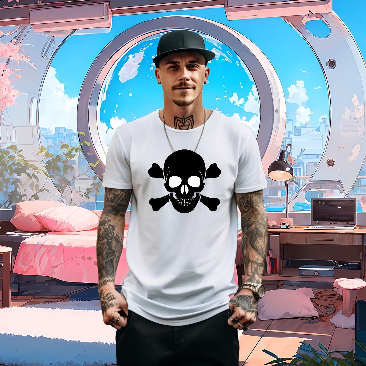 DIY Customized T shirt skull Top Tees 230g Cotton Home Outdoor Soft Oversized Short Sleeve O-Neck Men Clothes T-Shirt