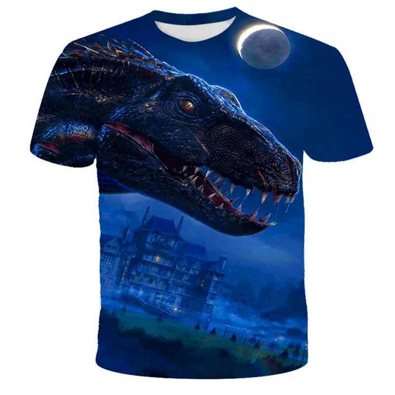 Childrens Dinosaur Jurassic Park Boys Summer Clothing Short Sleeve Breathable Cartoon Printed Top Direct ShippingW240718