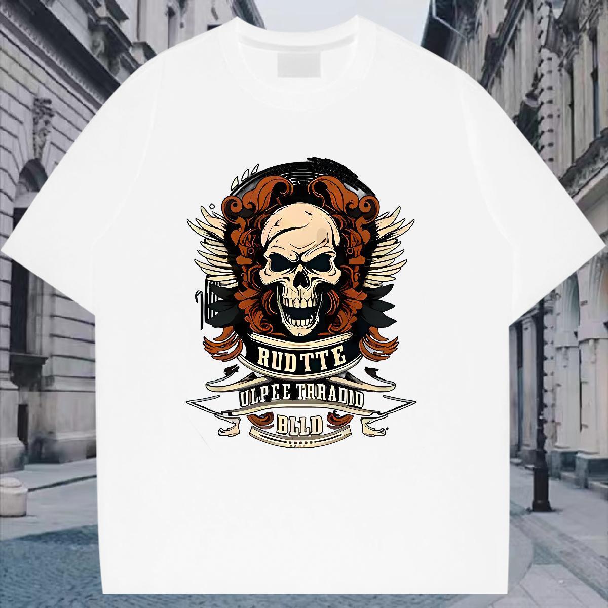 Brand Mens T Shirts skull Tshirts 230g 100% Cotton Street wear Hip Hop High Quality Graphic O-Neck Short Sleeve Men Clothes T-Shirt