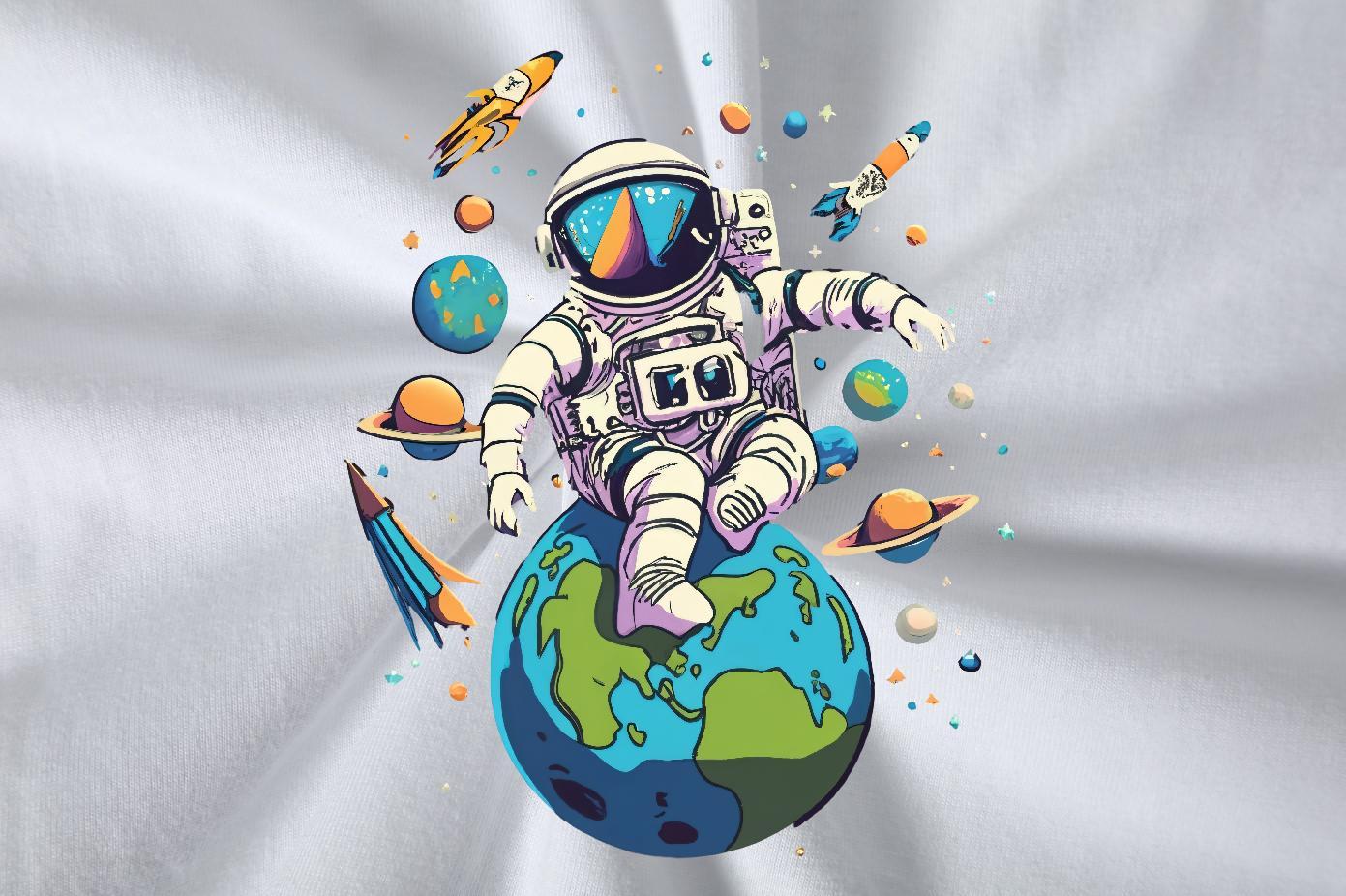 Wholesale T shirt spaceman Tee Shirt 230g Cotton Street Casual Designer DIY Breathable Soft Tshirt for Man Woman