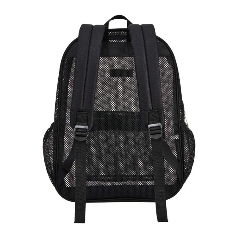 womens transparent mesh backpack suitable for boys and girls lightweight travel black student bag 240807
