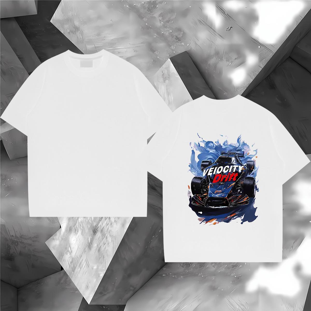 2024 Summer T Shirts Men car Tops 230g 100% Cotton Beach Brand Custom Print Plus Size Breathable Crew Neck Tshirts