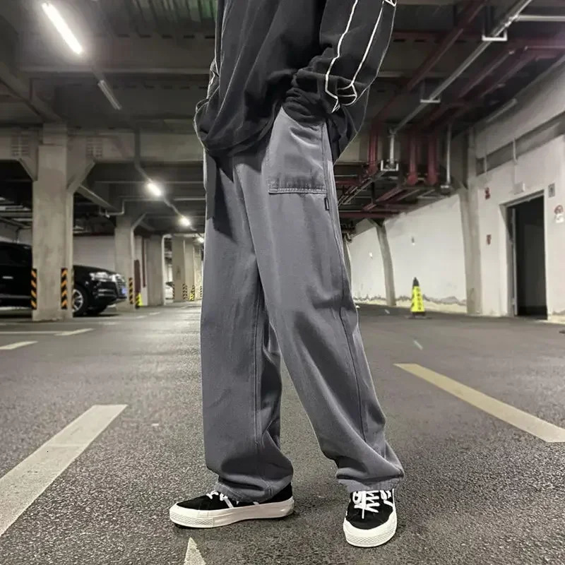 Vintage Pants Mens Leg Straight Casual Cargo Wide Fashion Men Loose 240806