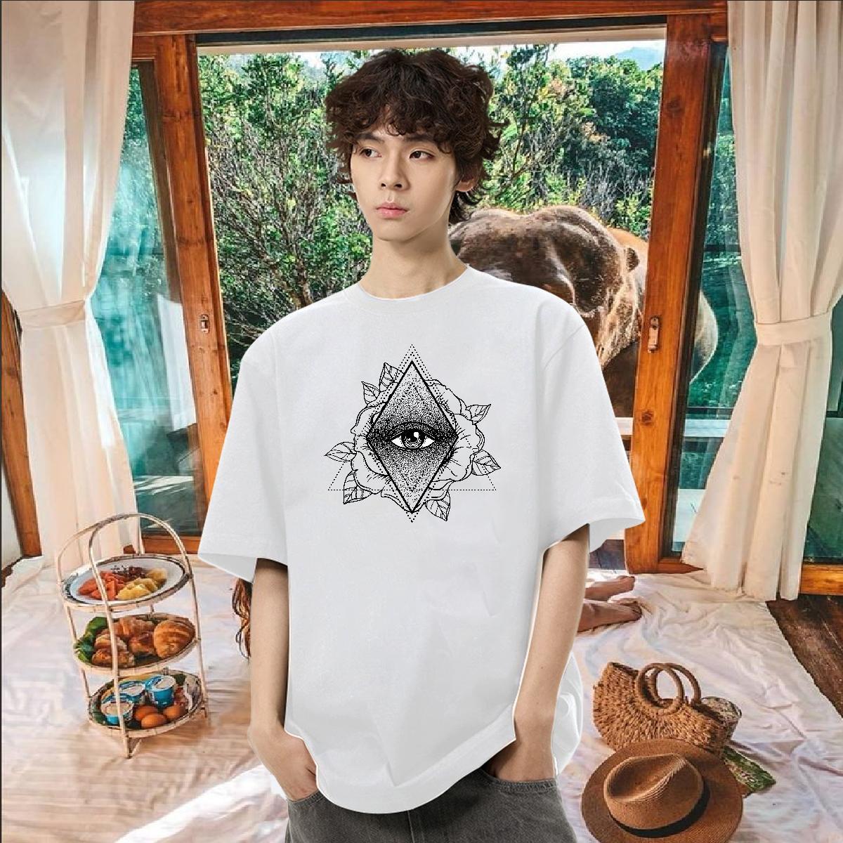 Wholesale T-Shirts for Men eye of the devil Tshirts 230g 100% Cotton Casual TOP Quality Anime Short Sleeve Soft Men Tops Tees