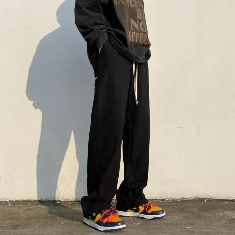 Male Trousers Brown Mens Cargo Pants Wide Straight Slacks Baggy Loose Luxury Regular Fit Harajuku Y2k Korean Style Fashion Long 240806