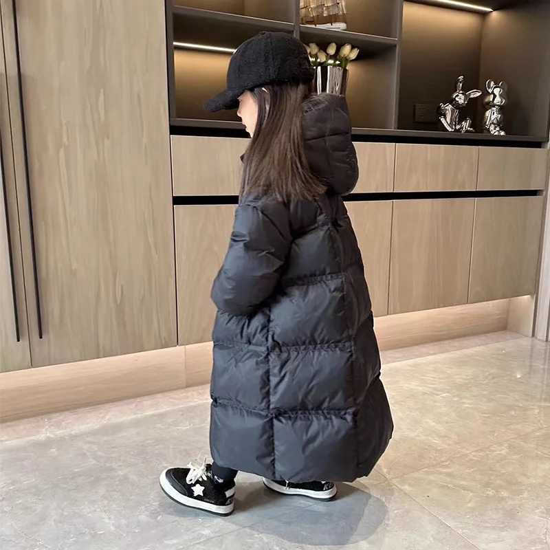 Girls Clothing 2023 Winter Cotton Jacket Warm Medium sized Childrens Thick Cotton Jacket Winter Long Thick Coat X2411151