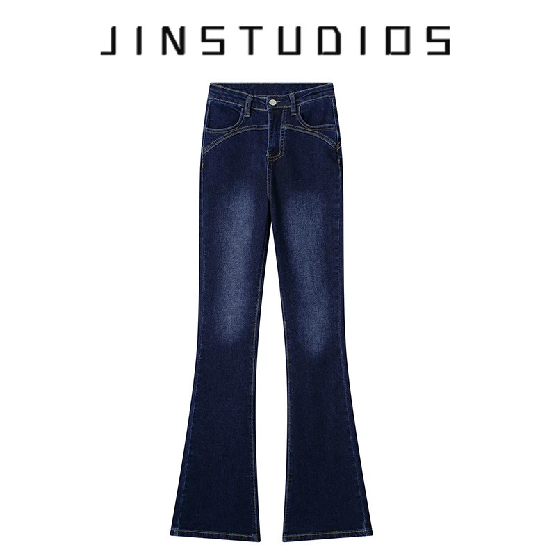 Spring Summer Womens Denim bell Bottoms 2000S Jeans High waist Zip-up Slim-Fit Hip-Lifting Pants Y2K Vintage Long Trousers 240807
