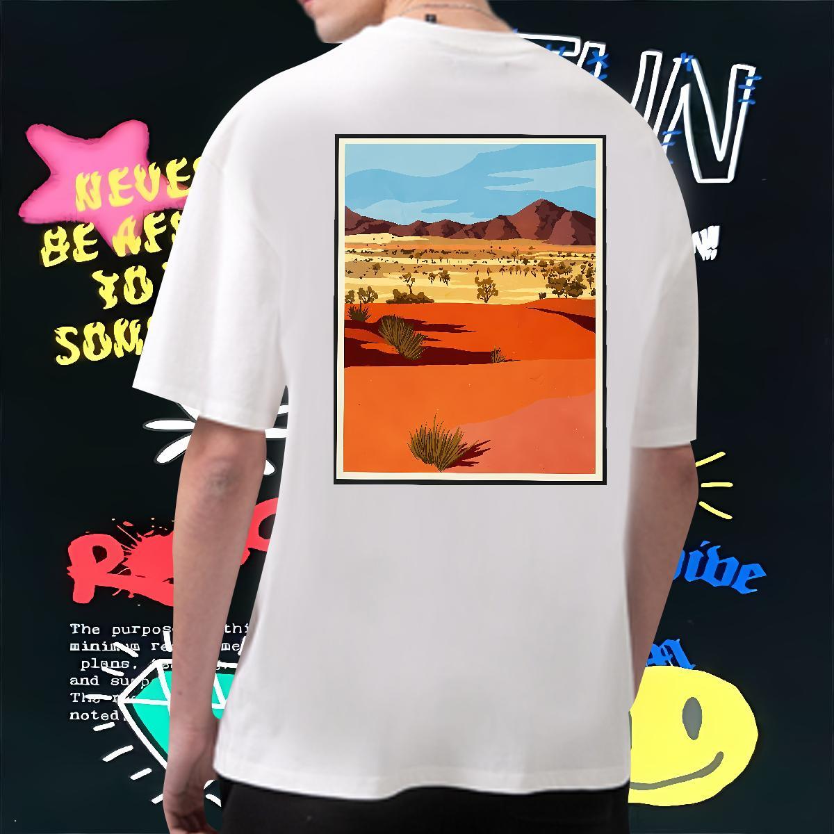 DIY T Shirt For Man desert Tees 230g Pure Cotton Street Casual Classic Cartoon Printing L-4XL O-Neck Short Sleeve Men Clothes T-Shirt