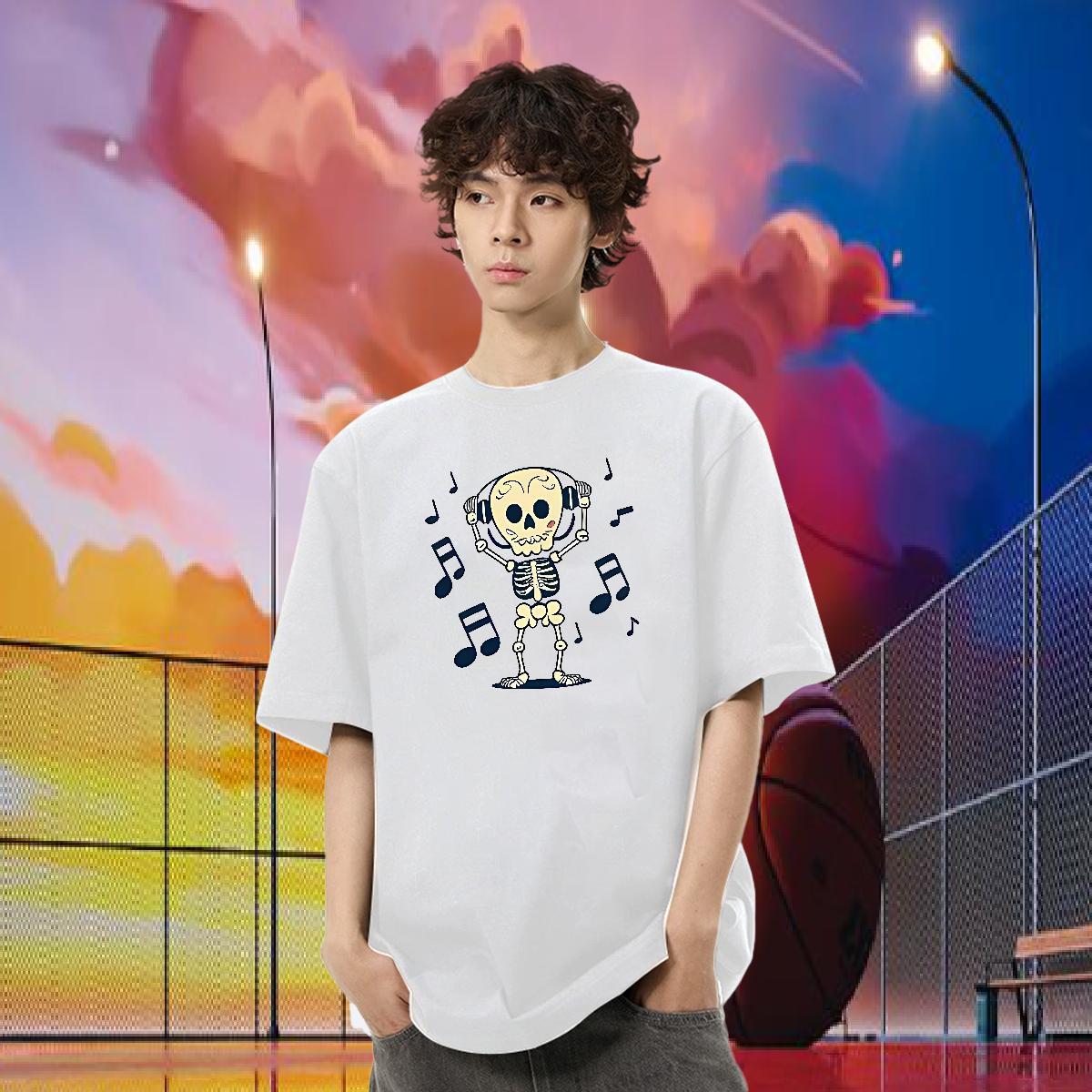 Designer T shirt music Tops 230g Pure Cotton High Street Hip Hop Cool Design Floral Print Breathable Crew Neck Men Tshirts
