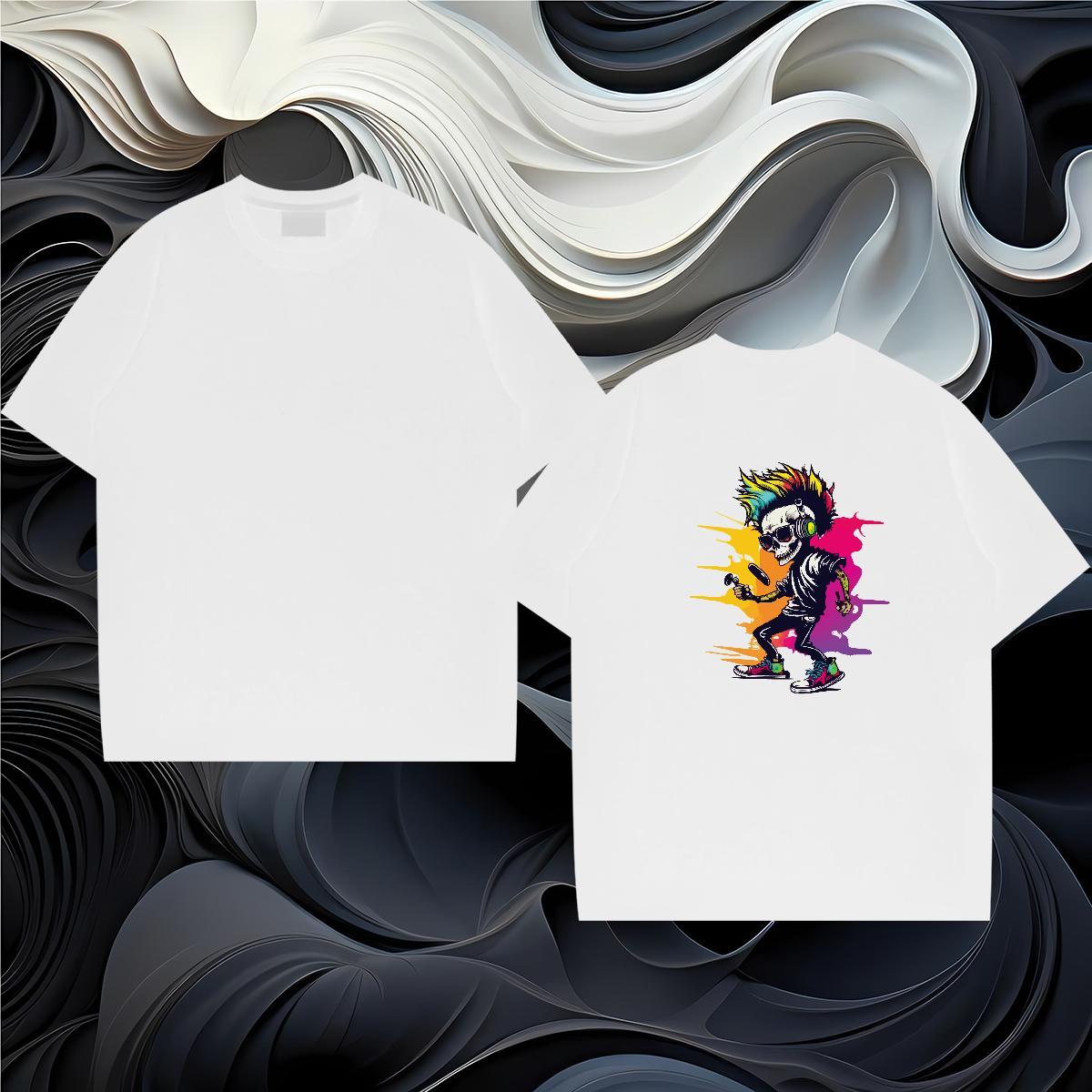 Classic T shirt skull Tee Shirt 230g Pure Cotton Daily Outfit Comfortable Skull Breathable Couples T Shirts