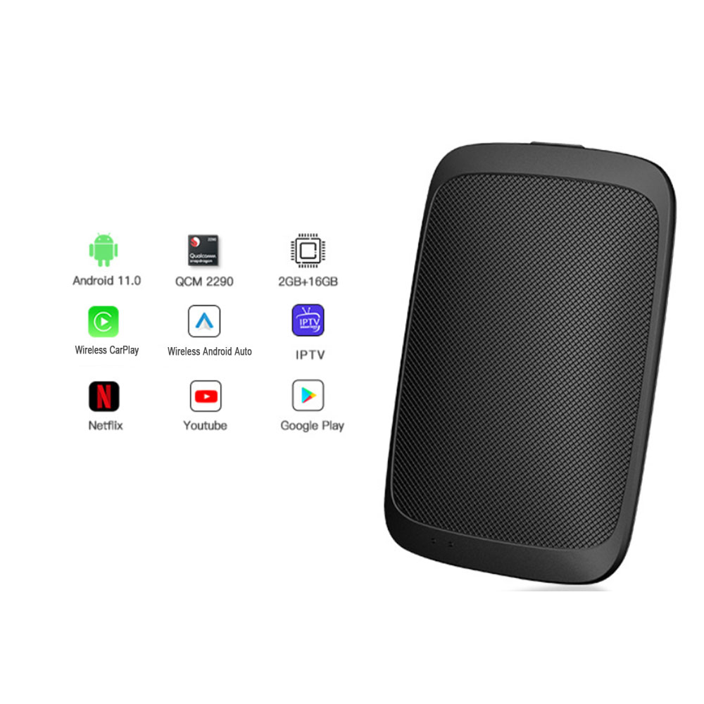 GT5 carplay ai box CLOSED android 11 Qualcomm 2290 Chipset car carplay video box 2GB + 16GB wireless carplay adapter youtbe netflix google play store