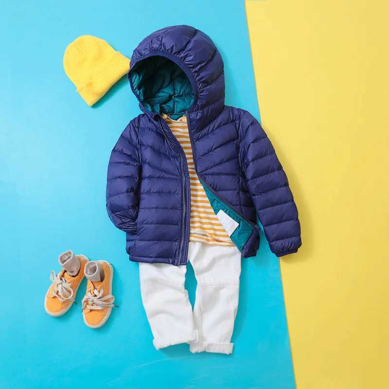 0-10 Childrens Ultra Light Duck Down Jacket 2024 New Autumn Winter Hoodie Boys and Girls Childrens Warm Puff Jacket X2411151