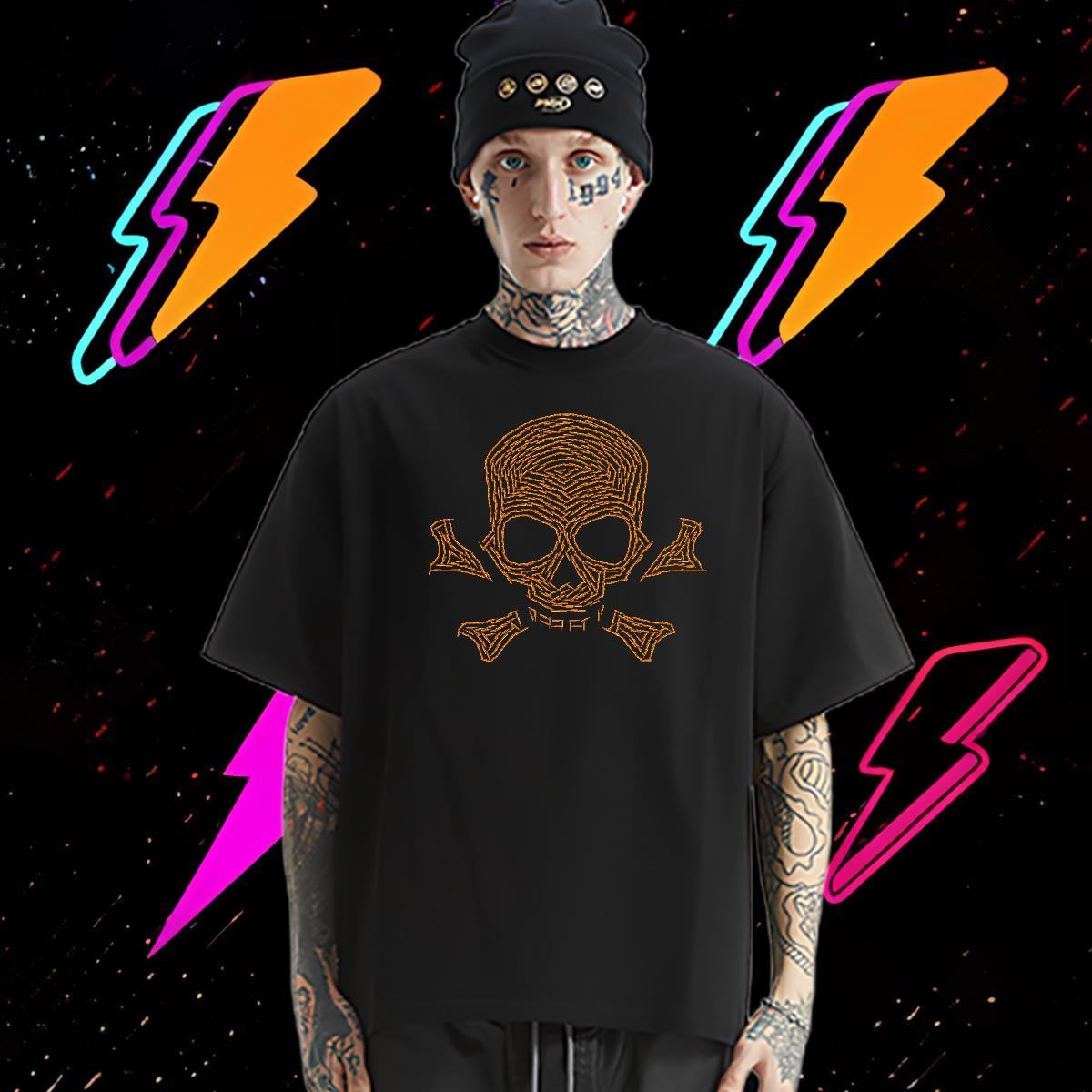 New Designer Man T Shirts skull Top Tees 230g Pure Cotton Daily Outfit Comfortable Skull Short Sleeve O-Neck Men Tees