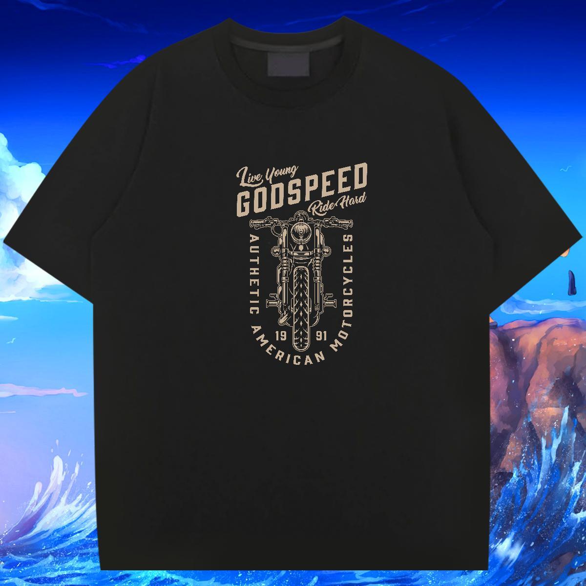 Factory Direct T-Shirts for Men Motorcycle Tshirts 230g 100% Cotton Anime Printing Street Comfortable DIY Breathable Crew Neck Tshirt for Man Woman