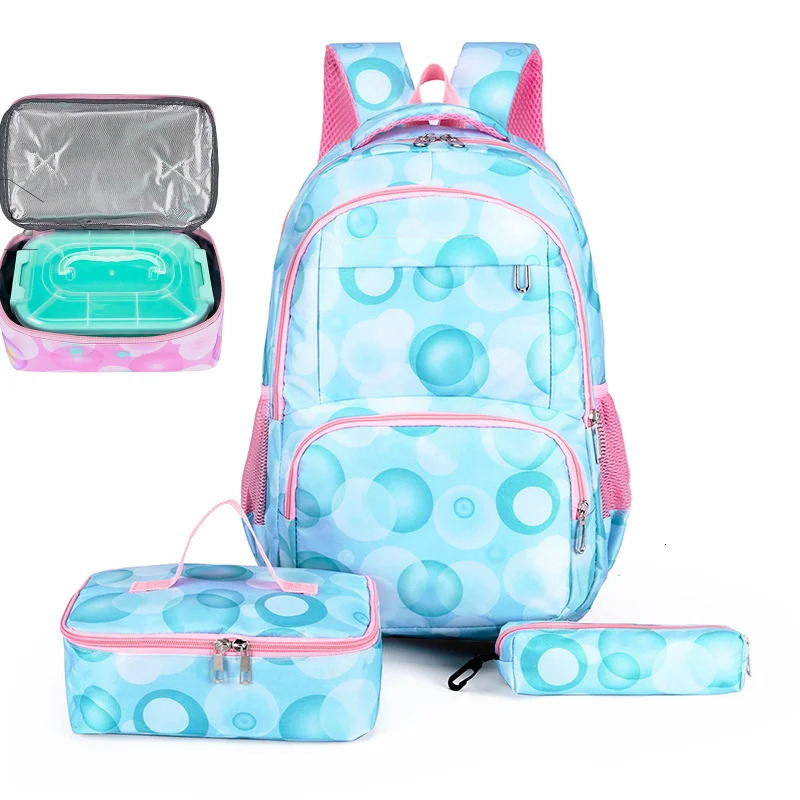 3 pieces of childrens school backpack bag set girls elementary with lunch Mochilas 240807