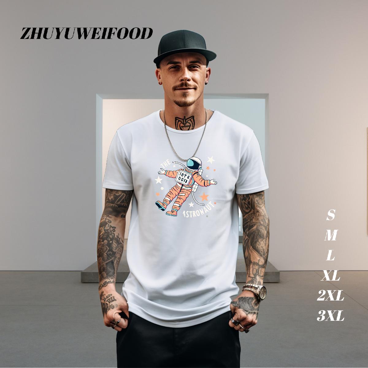 Designer Men T Shirts spaceman Top Tees 100% Cotton 230g Anime Printing Street Loose Black Oversized Round Neck Short Sleeve Men Tshirts