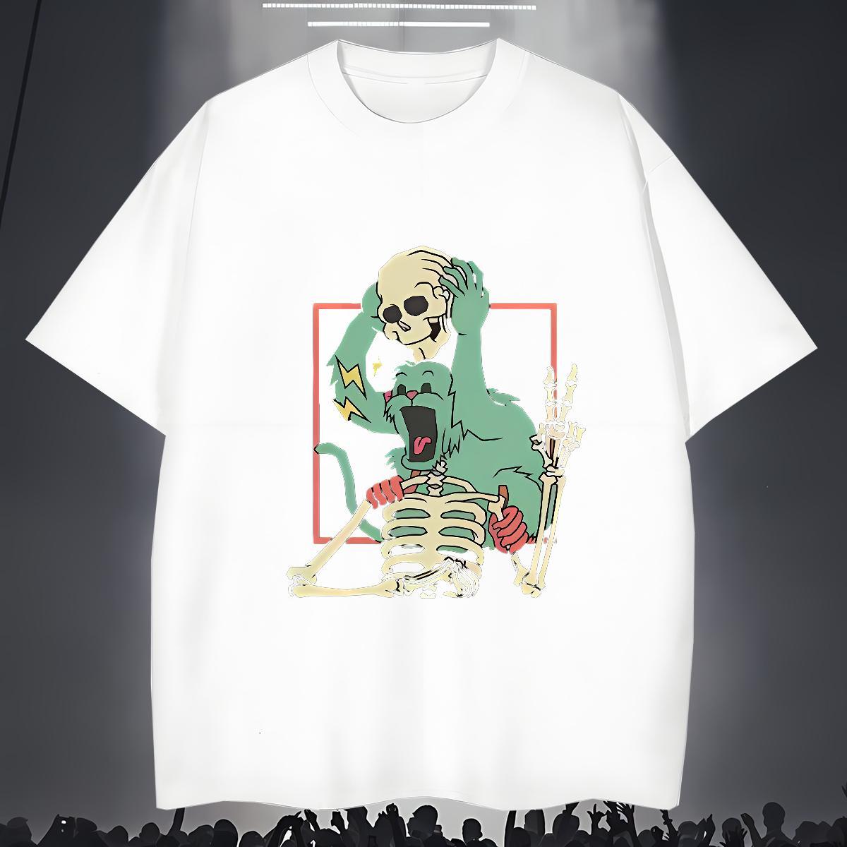 Customized Men T Shirts skull Tees 230g 100% Cotton Spring Summer Popular Custom Printed Round Neck Short Sleeve Tshirts