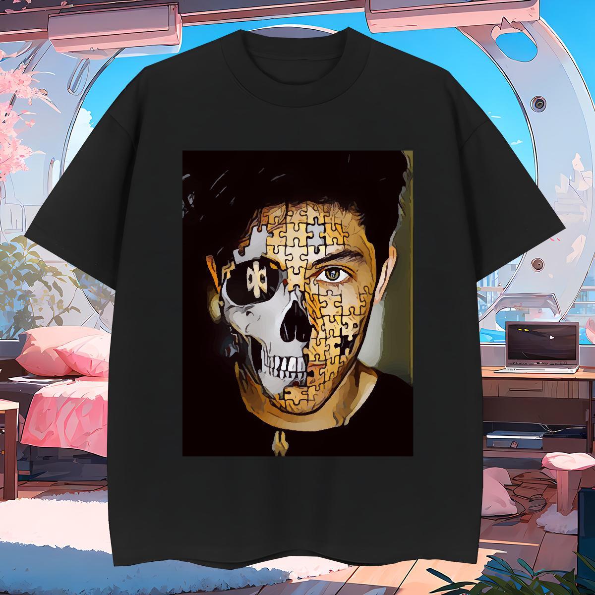 Classic Casual Men T Shirts skull Clothings 230g Cotton Daily Outfit High Quality Cartoon Print Crew Neck Breathable Couples T Shirts