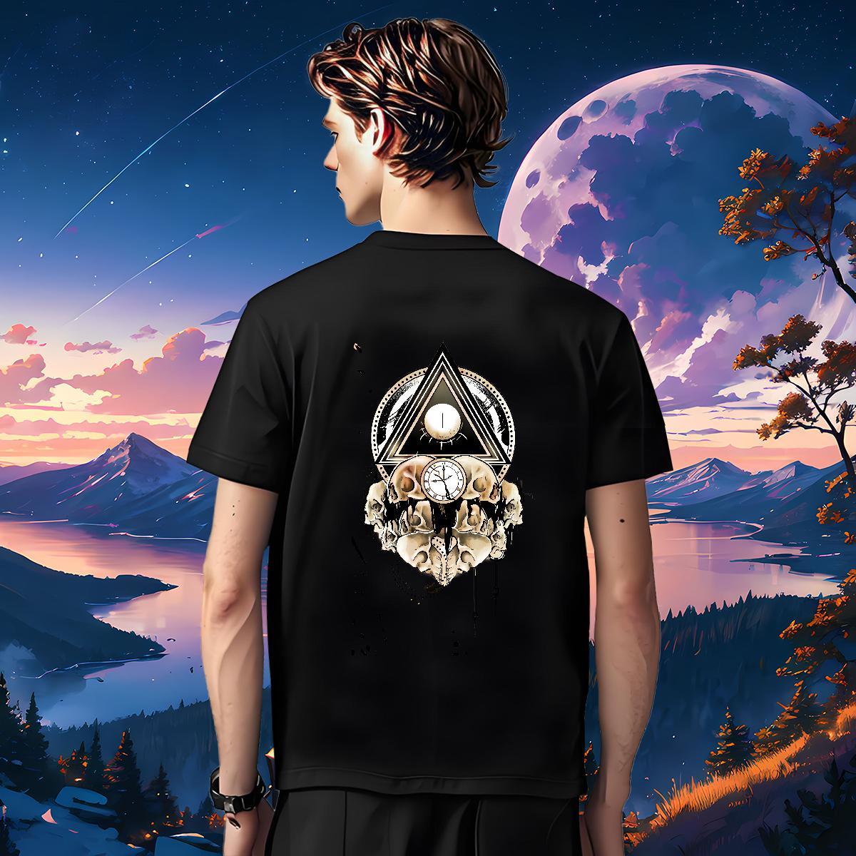 Fashion T-Shirts for Men eye of the devil Tees 230g Pure Cotton Street wear Hip Hop Loose Custom Big Size Breathable Short Sleeve Men Tops Tees