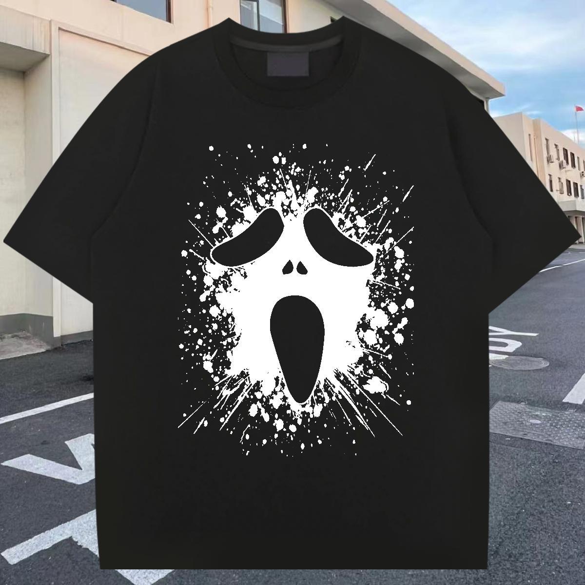 2024 Summer T shirt skull Tops Tees 230g Pure Cotton Street wear Hip Hop Cool DIY O-Neck Short Sleeve Men Tshirts