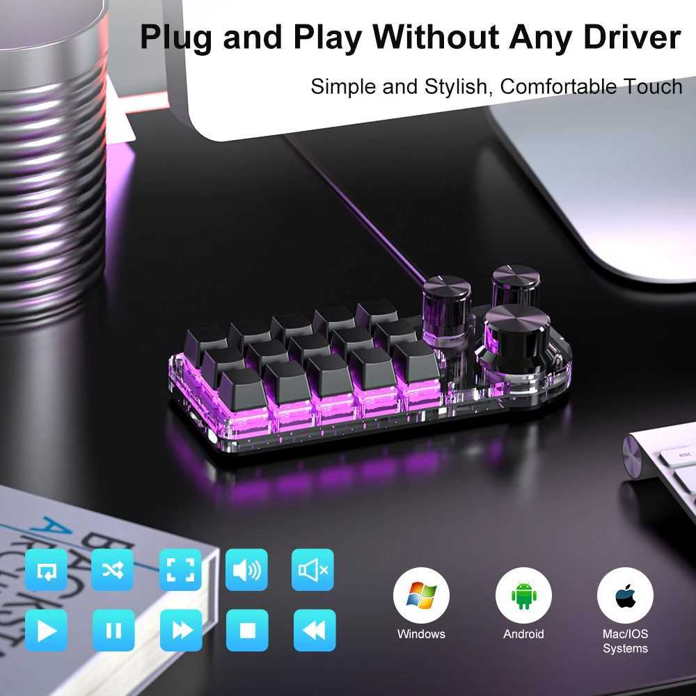 15 Key 3 Knob Programming Custom Macro Keyboard RGB Mechanical Keyboard For Mechanical Hotswap Macropad Photoshop Gaming KeypadM240715