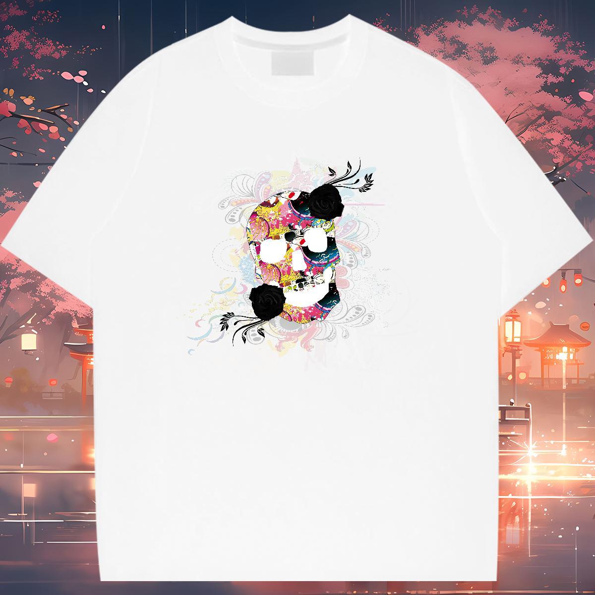 Fashion Casual Man T Shirts skull Tops 230g Cotton Outdoor Unisex Graphic O Neck Short Sleeves Men Tops Tees