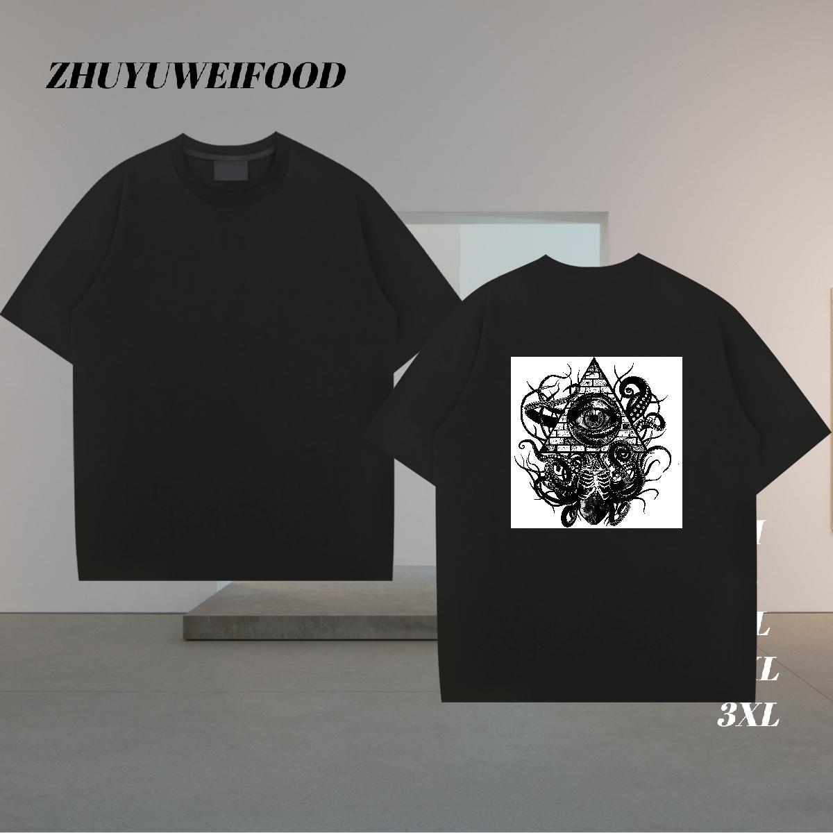 Wholesale Men T Shirts eye of the devil Tops 230g 100% Cotton Street wear Hip Hop Soft Custom Printed Breathable Soft Mens Tshirts