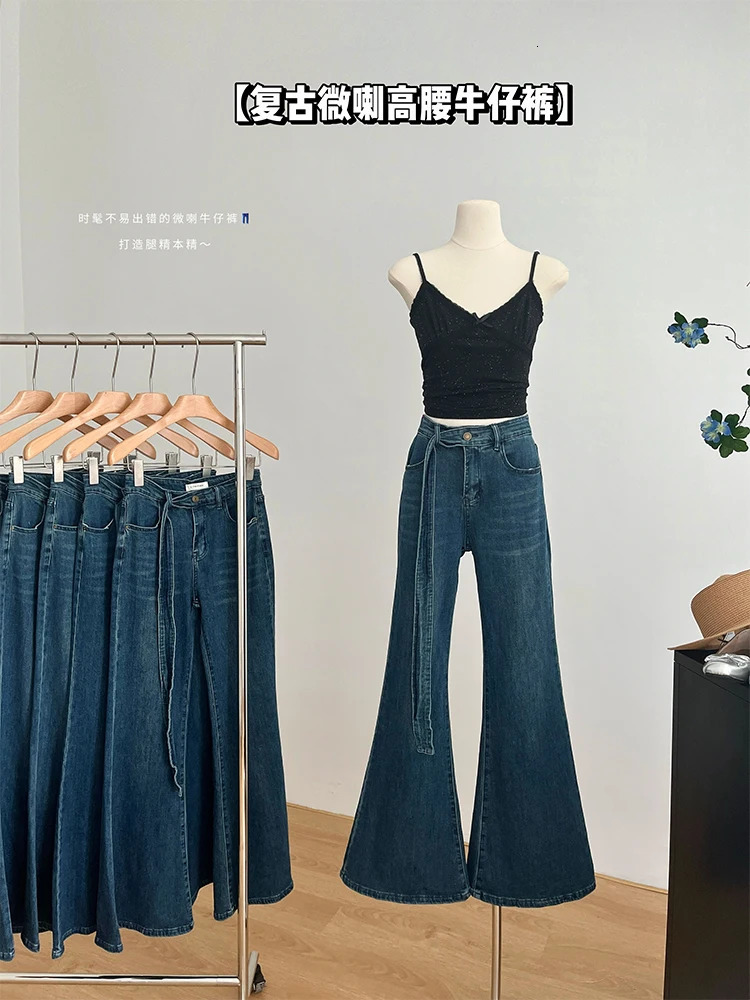 Women Vintage Low Rise Y2k Japanese Streetwear Classical Bell Bottoms Denim Pants Long Trousers 2000s Aesthetic Flare Jean Kpop 240807