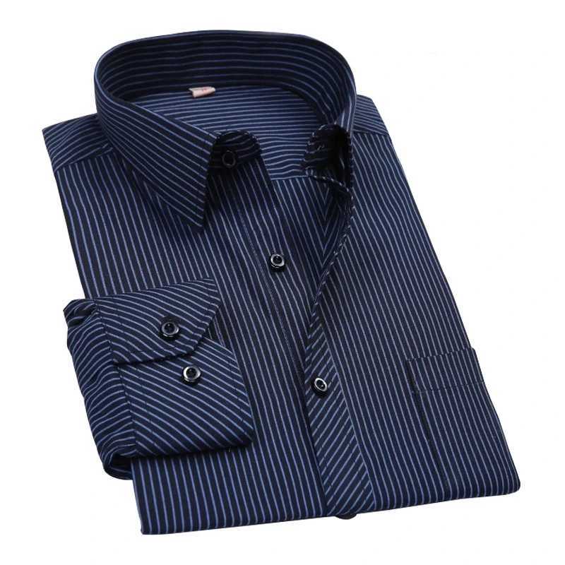 8XL 7XL Plus Size Men Long Sleeved Shirt Mens Business Casual Slim Fit Shirts Men Striped Dress Work Social Dress Shirt M250121