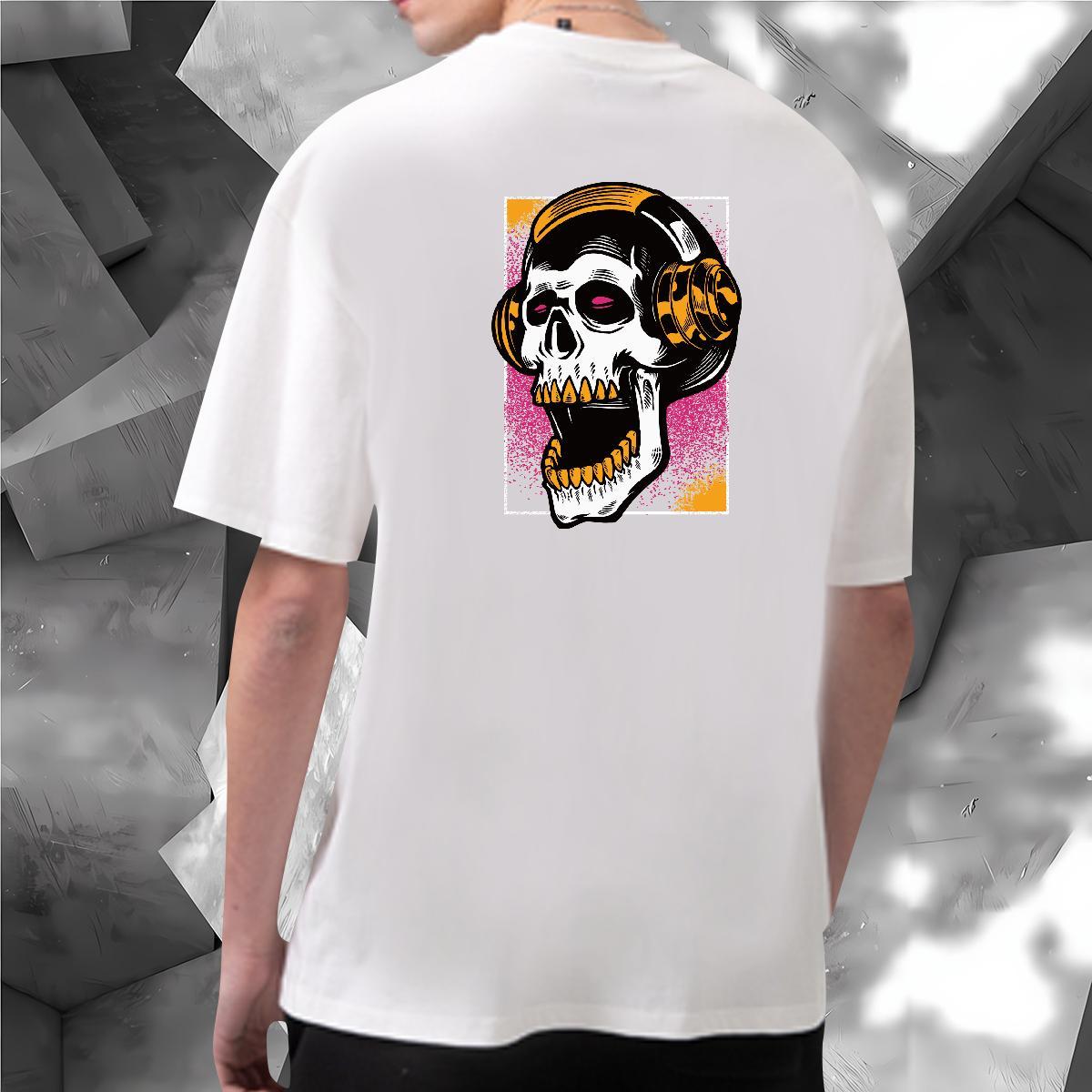 Factory Direct T Shirt For Man skull Tops Tees 100% Cotton 230g Spring Summer Popular Cartoon Print O-Neck Short Sleeve Couples T Shirts