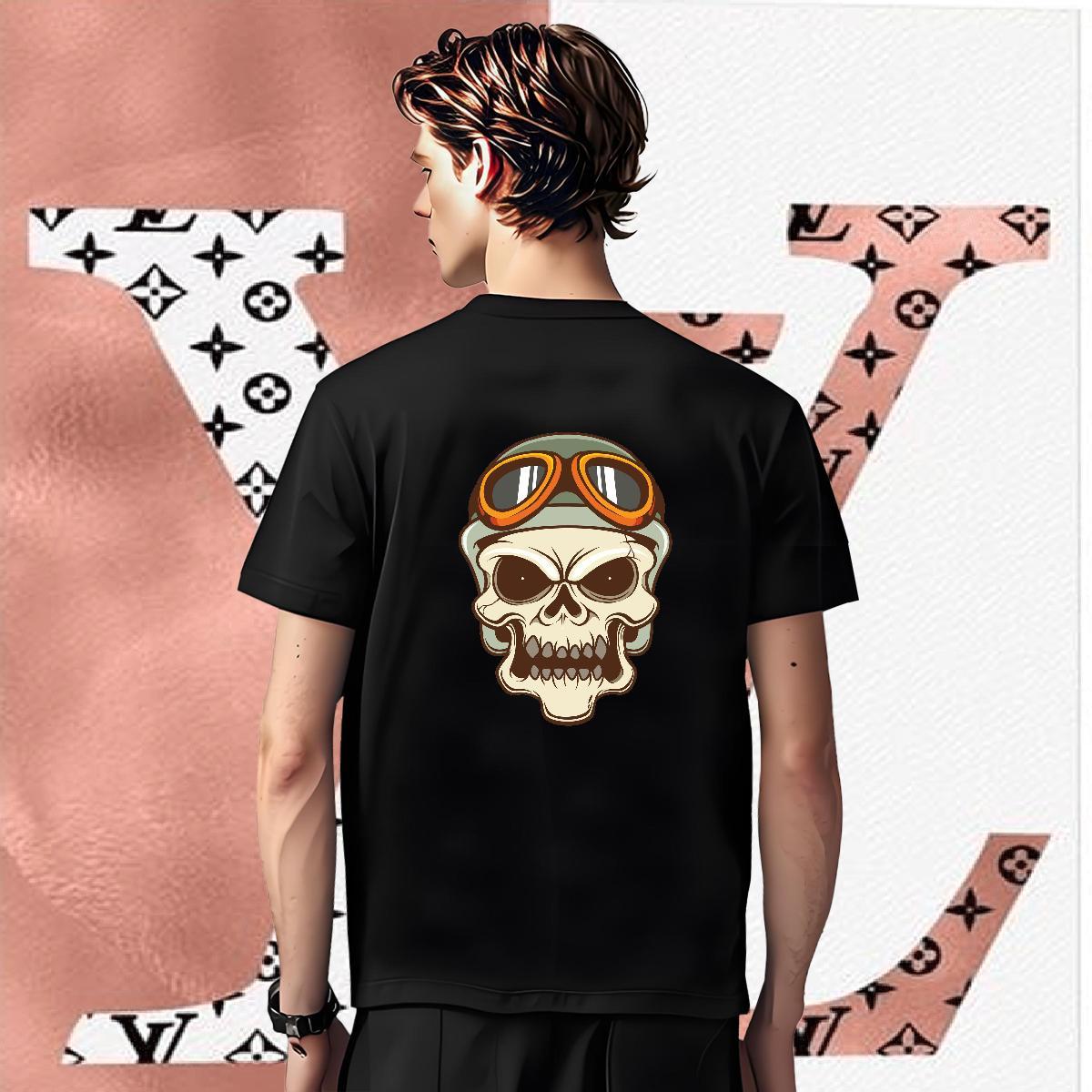 DIY T-Shirts skull Top Tees 230g 100% Cotton Daily Wear Wholesale DIY Printed Crew Neck Couples T Shirts