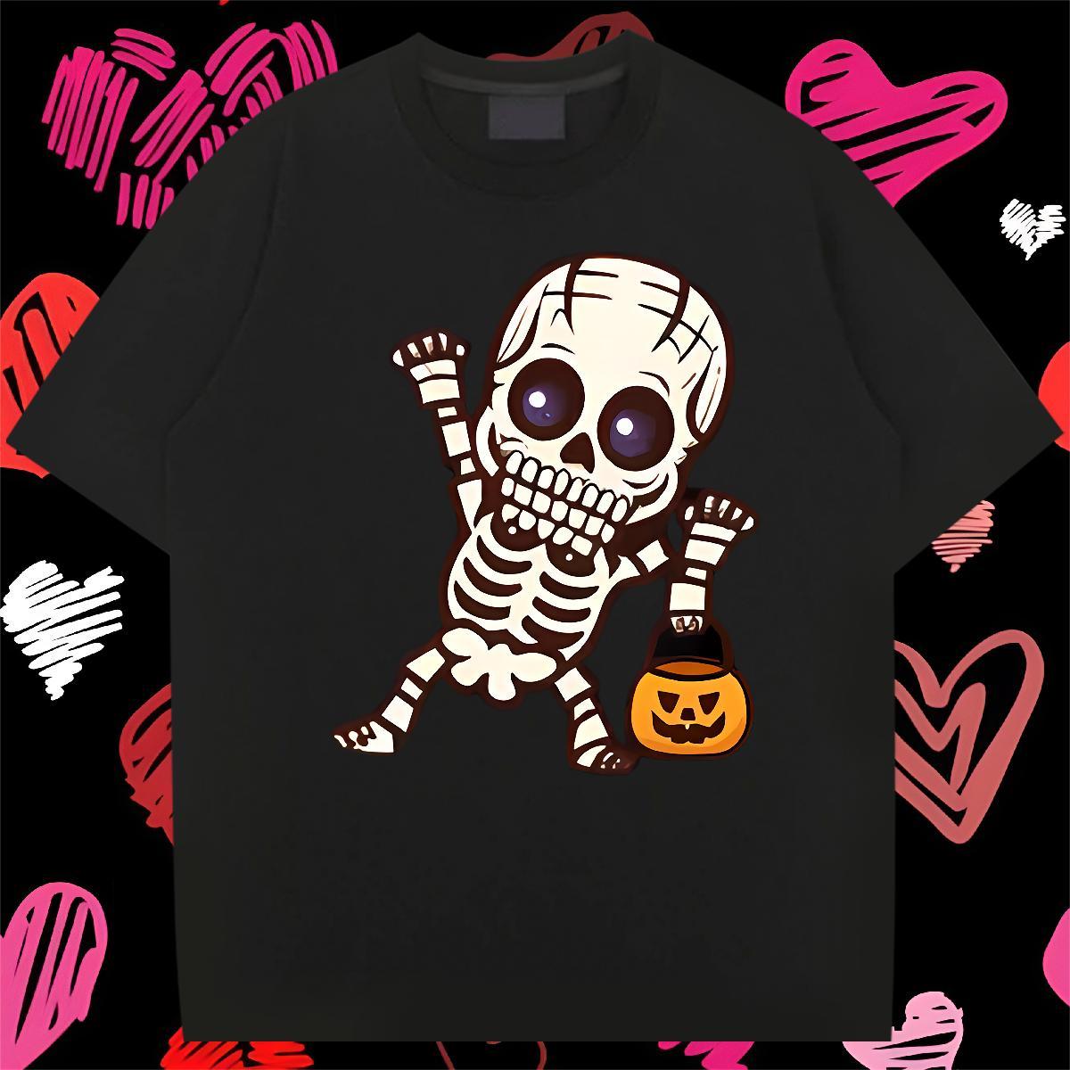 Designer Fashion T-Shirts for Men skull Tees Shirts 230g Cotton Casual Comfortable Cartoon Print Short Sleeve Soft Tshirts