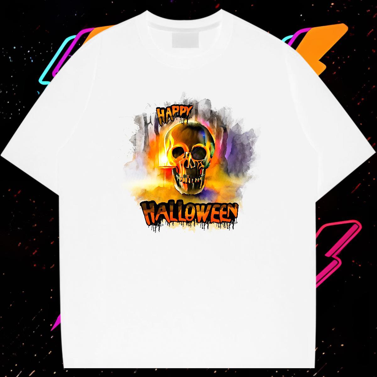 Customized Men T Shirts skull Top Tees 100% Cotton 230g Street Casual Cool Design Custom Printing Crew Neck Breathable Couples T Shirts