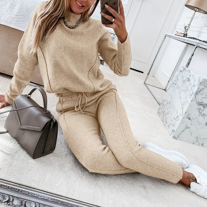 Autumn Women Tracksuit Sweatshirt Drawstring Pants Suit Female Fashion Ladies Casual Loose Long Sleeve Pullover Sports Set 240807