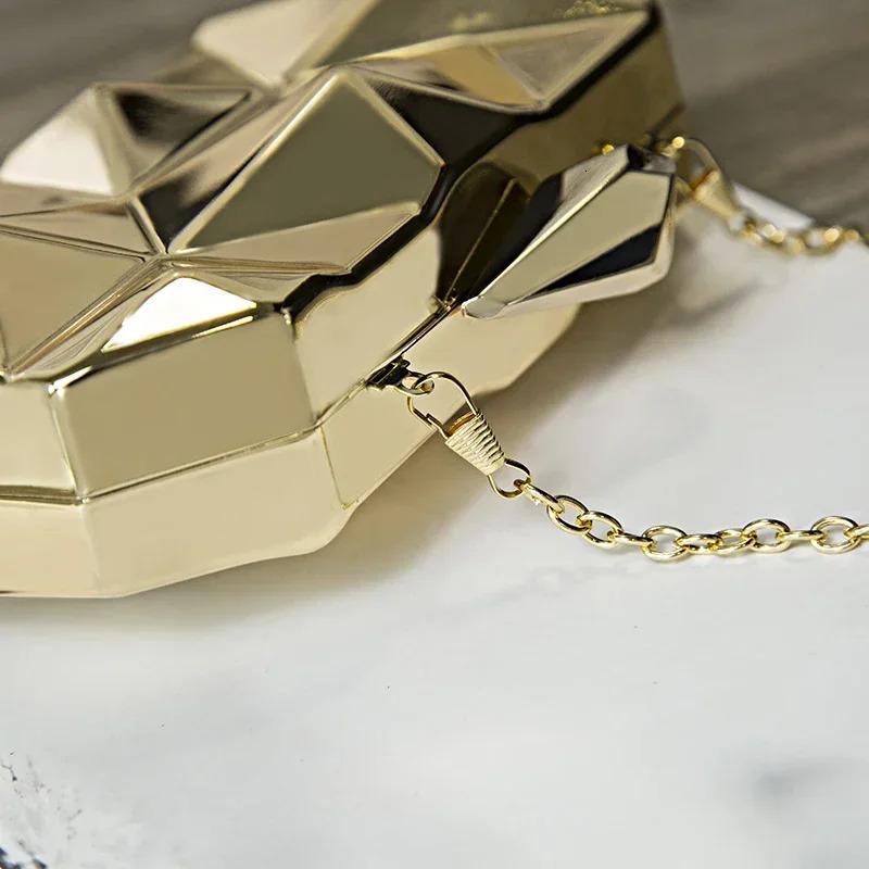 Womens Geometric Evening Bag Clutch Golden Acrylic Box Agent Chain Party Shoulder WeddingDate 240806Z