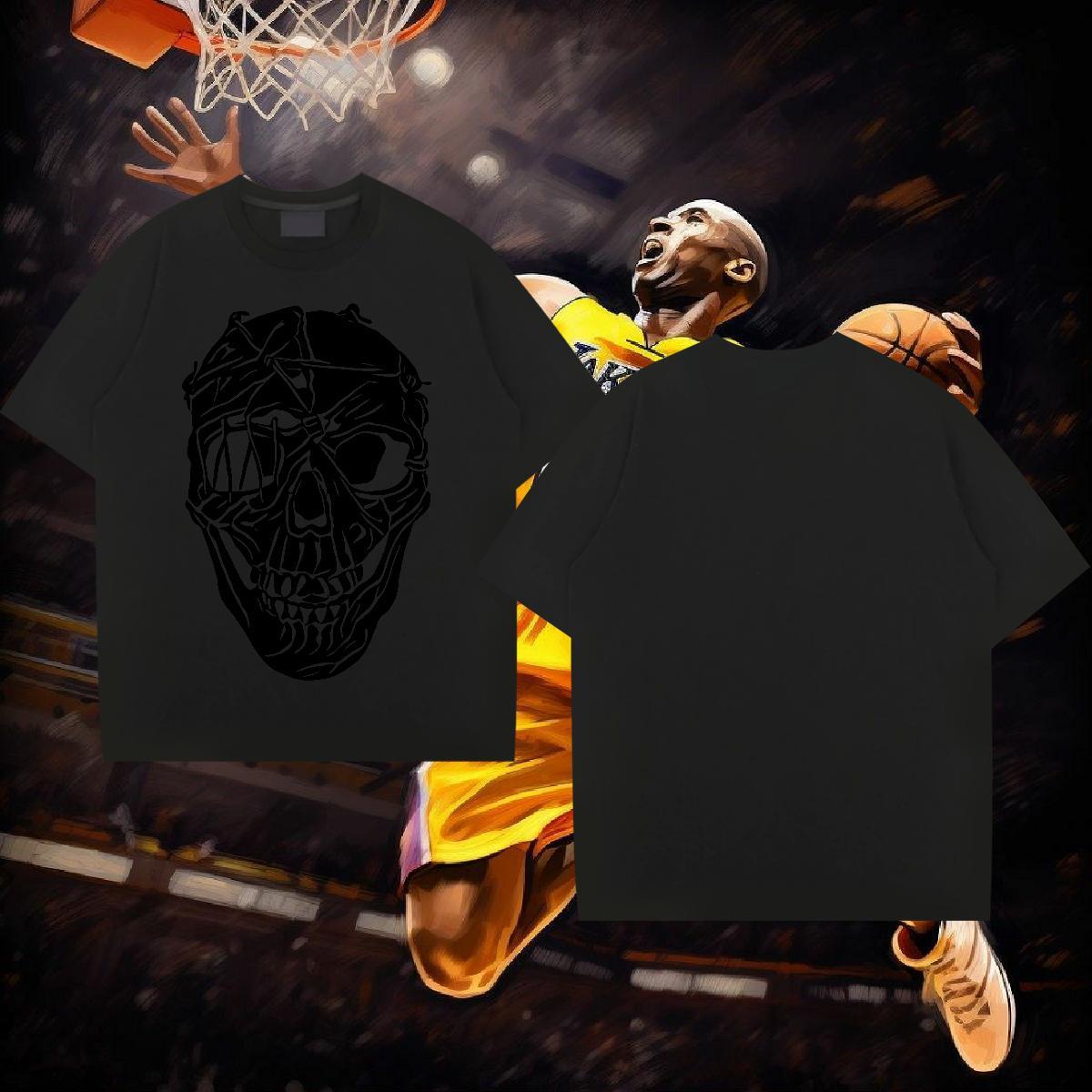 Fashion Casual Mens T Shirts skull Wear 230g 100% Cotton Sports Casual Free Shipping Plus Size Cartoon Breathable Soft Tshirts