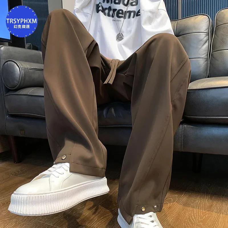 TRSYPHXM 731 American black straight leg pants for men casual retro washed teenagers long 240806