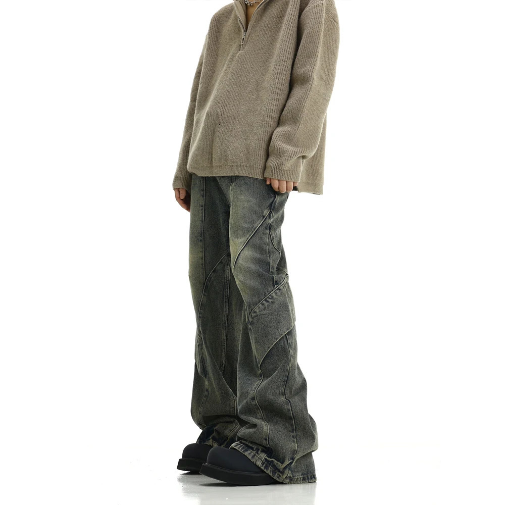 Vintage Jeans Men Loose Streetwear Trousers Wide Leg Summer Fashion Casual Punk Original Street Baggy Flared Denim Pants 240806
