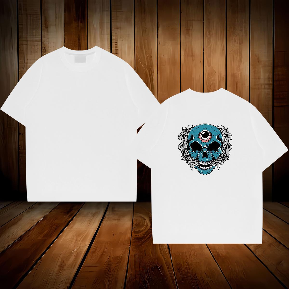Brand Men T Shirts skull Tops Tees 230g 100% Cotton Daily Wear Designer Graphic Breathable Short Sleeve Men Tops Tees