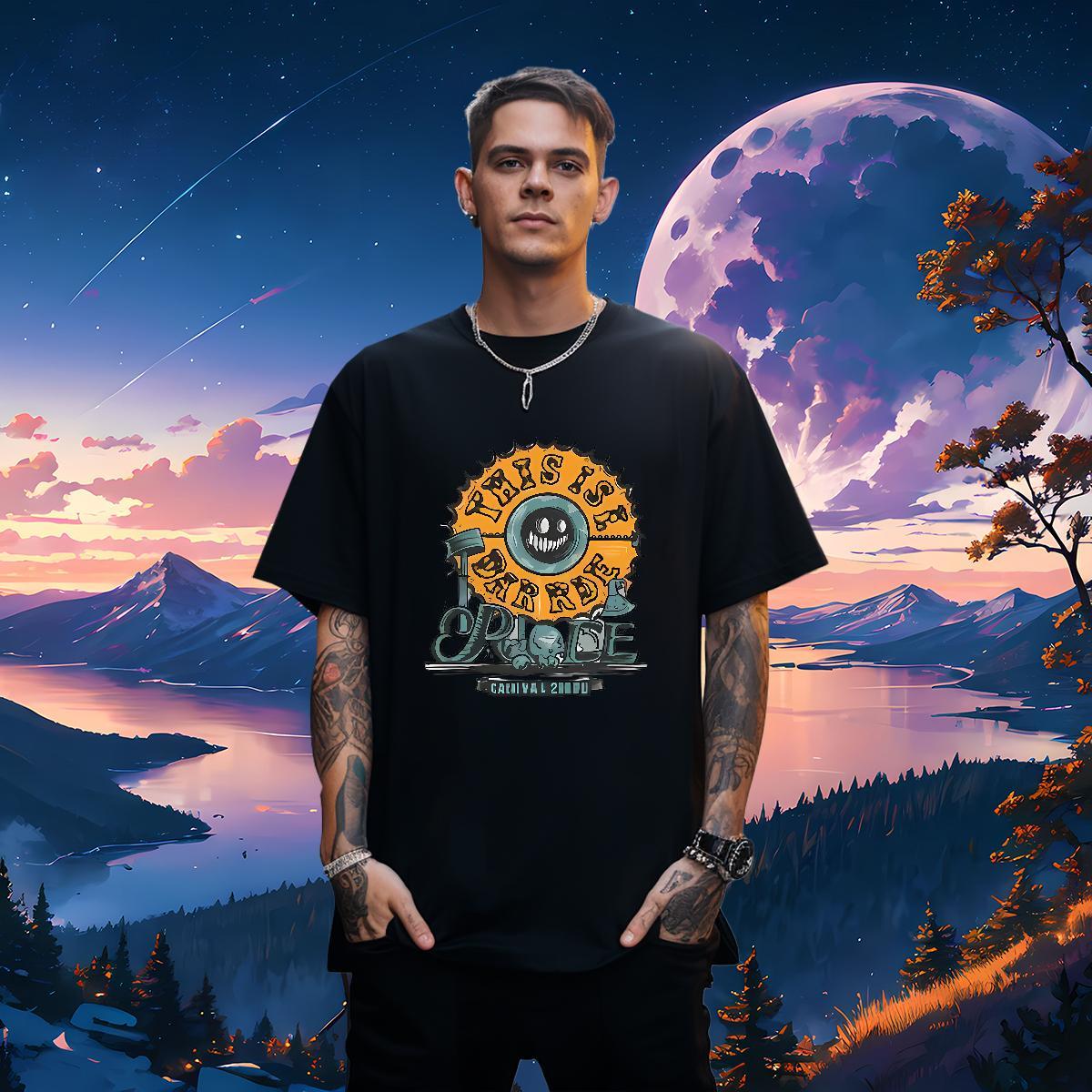 2024 New T-Shirts for Men letter Tee Shirt 100% Cotton 230g Daily Wear Cool Anime Print Breathable Short Sleeve Men Tshirts