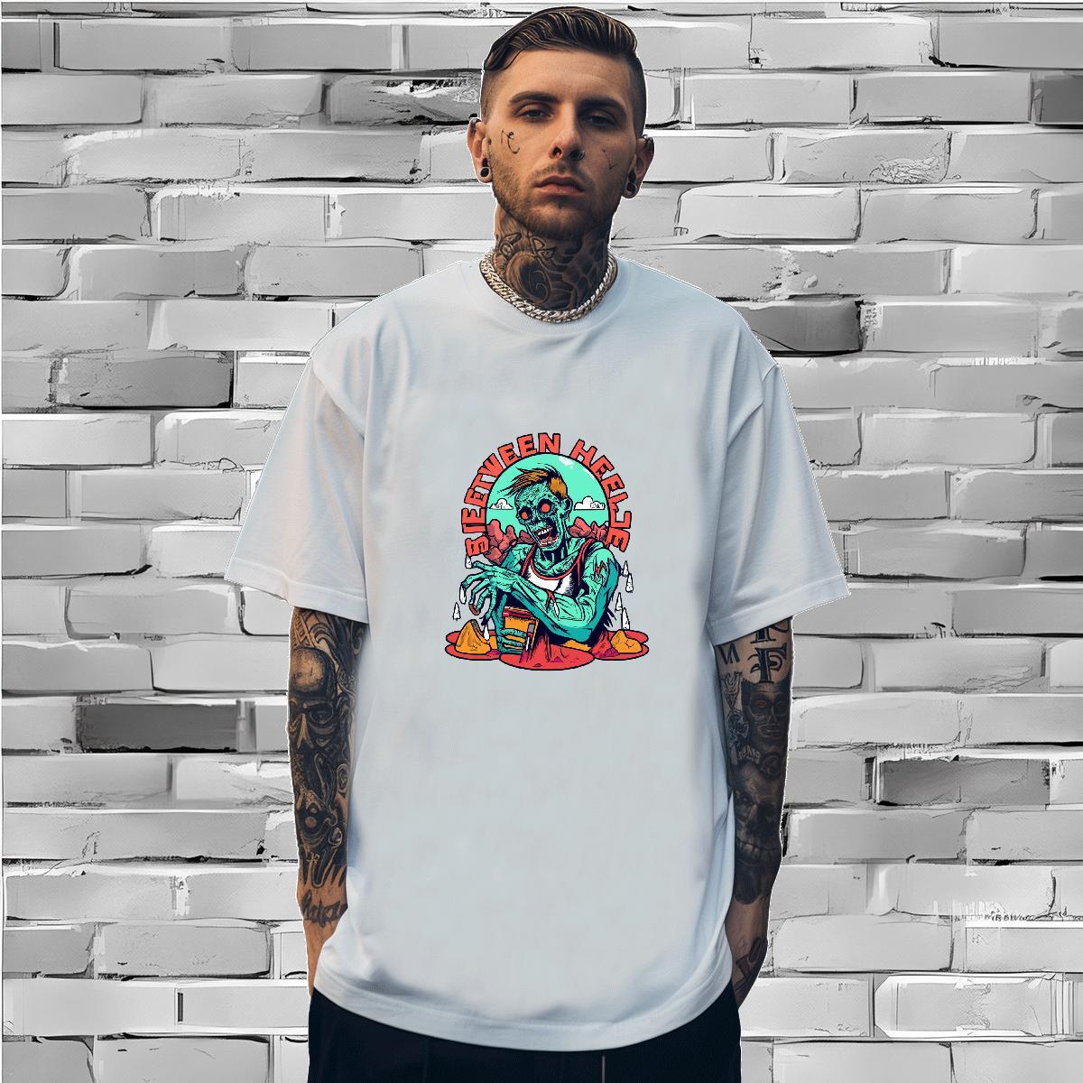 Fashion Casual T-Shirts for Men skull Tshirts 230g 100% Cotton Home Outdoor Classic Graphic Crew Neck Tshirt for Man Woman