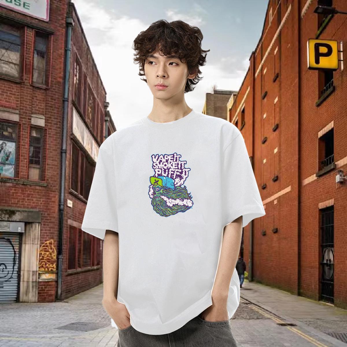 New T-Shirts for Men skull Tees Shirts 100% Cotton 230g Spring Summer Unisex Custom Print Plus Size O Neck Short Sleeves Men Tees