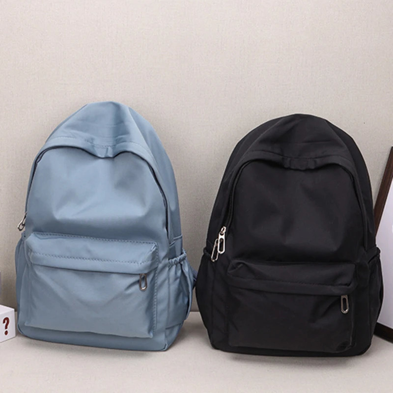 High quality waterproof nylon womens backpack travel bag for teenagers and girls solid color 240807