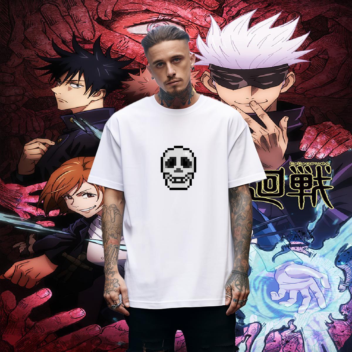 Factory Direct Mens T Shirts skull Tees 230g Cotton Casual Daily Wear TOP Quality Cartoon Printing L-4XL Breathable Crew Neck Tshirts