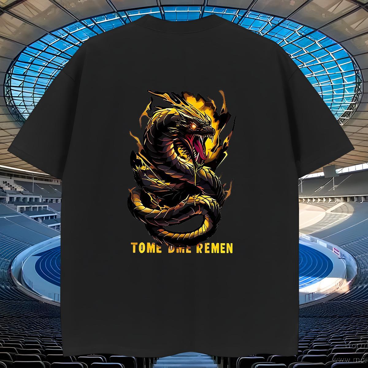 2024 DIY Men T Shirts Black Gold Dragon Tshirts 100% Cotton 230g Summer Casual Loose Fit Black White Crew Neck Breathable Men Tees