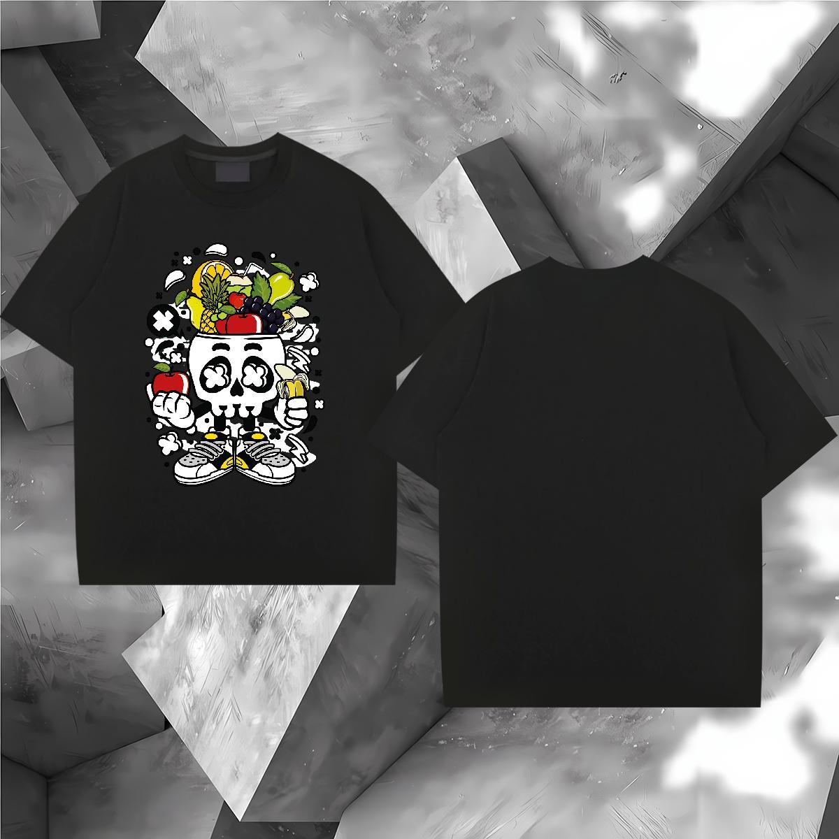 Custom Man T Shirts skull Tee Shirt 230g 100% Cotton Street Casual TOP Quality Floral Print Breathable Short Sleeve Men Tshirts