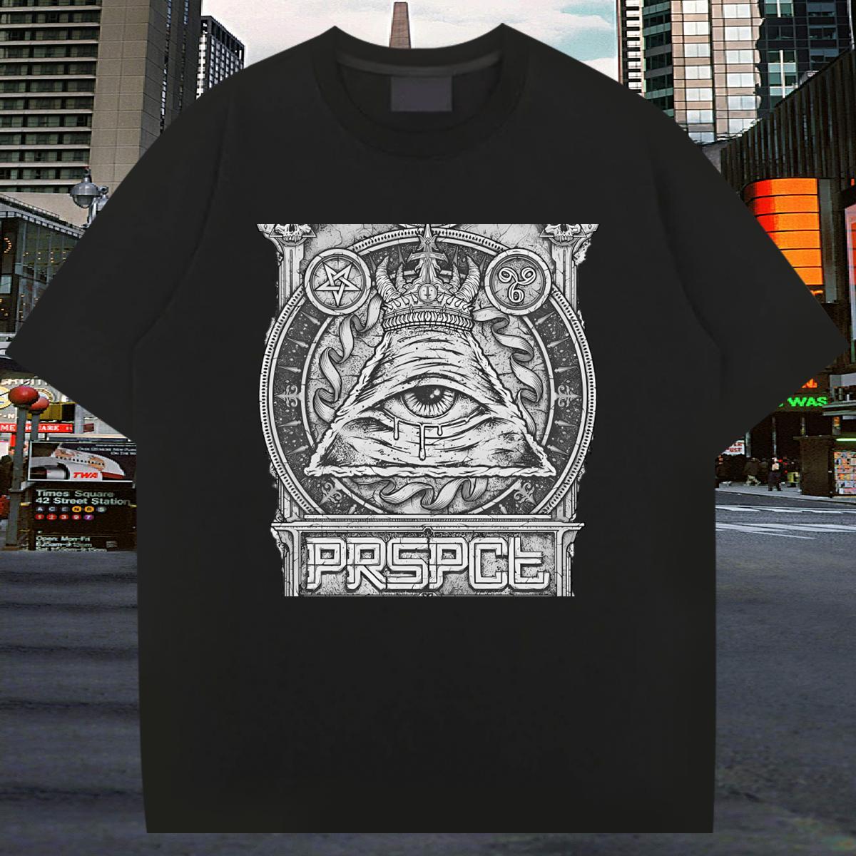 Designer Fashion T-Shirts eye of the devil Tees 230g Cotton Beach Unisex Cartoon Print Breathable Crew Neck Tshirt for Man Woman